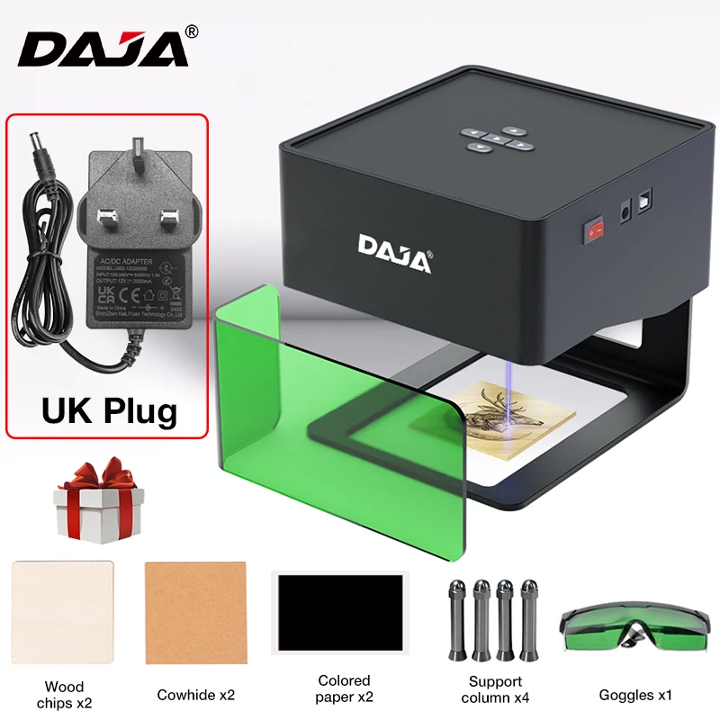 DAJA DJ6 Mini Draagbare Lasergraveerder Diy Bluetooth Machine Geschilderd Dog Tag Papier Leer Houten Plastic Logo CNC Machine