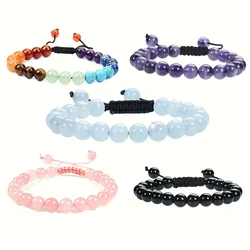 7 chakra spiritual healing crystal elastic bracelet natural 8mm gemstone energy balance yoga bead women's woven rope