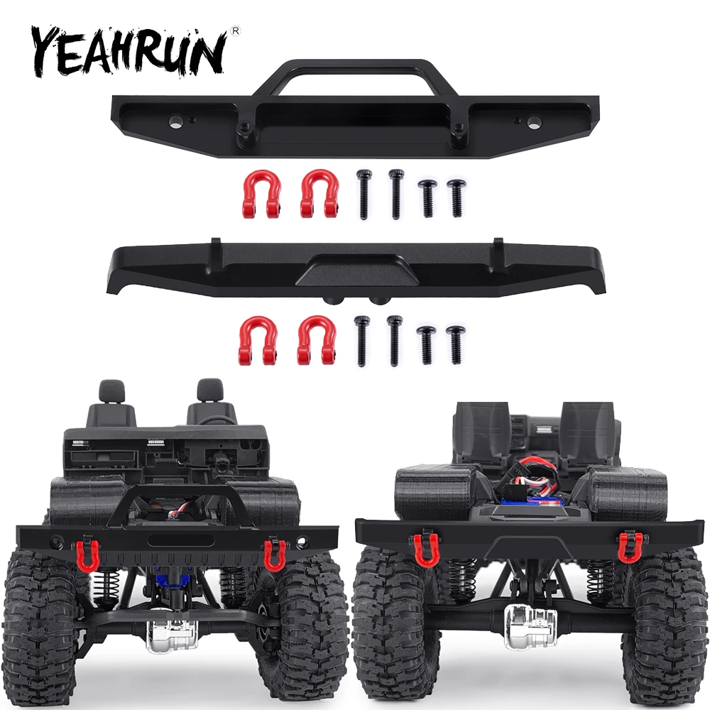 YEAHRUN Metall Simulation Vorne/Hinten Anti-kollision Stoßstange mit U-förmigen Abschlepphaken für TRX-4M Chevrolet K10 1/18 RC Auto Upgrade Teil