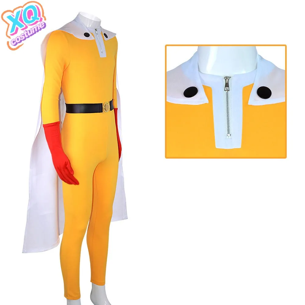أزياء أنيمي وان بانش مان سايتاما التأثيرية للرجال أزياء الهالوين اليابانية أنيمي الأصفر بذلة ملابس لعب الأدوار