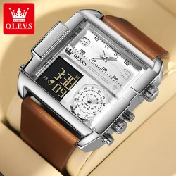 OLEVS Top Brand Electronic Watches Man Business Dress Waterproof Wristwatch Men Luxury Breathable Leather Sports Reloj Male Gift