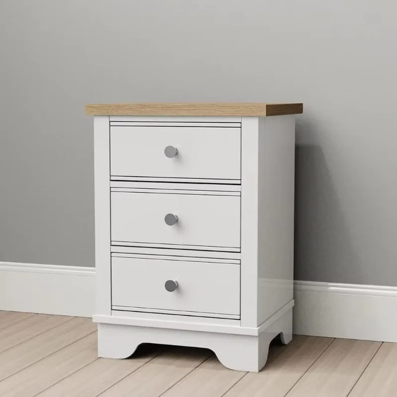 Classic style pure white matte wood 3 drawer bedside table household furniture living room