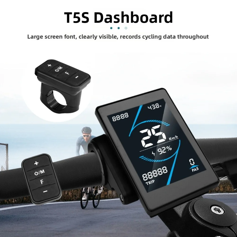 /T5S /Color /Display 24V-72V SM Connector For OMD 2 Protocol Ebike LCD Screen Meter Waterproof Cycling Computer Electric Bicycle