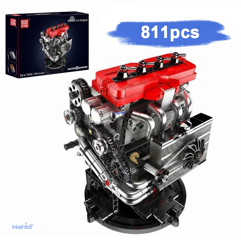 MOULD KING Inline 4-cylinder Engine 811Pcs Building Block Technical Realistic Model Puzzle Toys Desktop For Boys Adult Xmas Gift