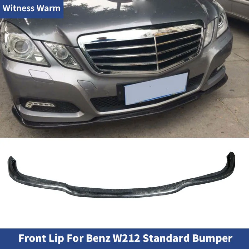 for W212 Carbon Fiber Front Lip Spoiler Chin Splitters for Benz e Class E260 E300 E400 2010 -2013 Car Standard Bumper Protector