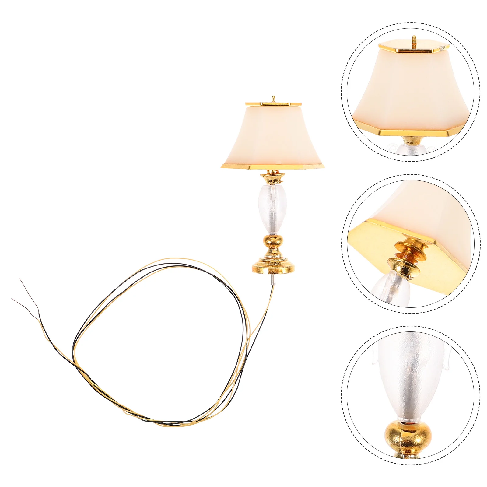 Stehlampe Puppenhaus Tisch Nachttischlampe Miniatur Ornament Zart für LED Goldene dekorative Möbel