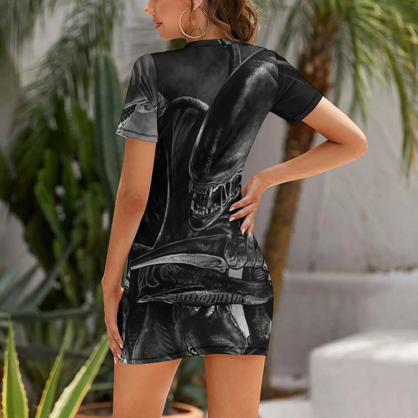 Xenomorph Short Sleeved Dress cute dress party dresses woman Women's dresses Party dresses for women Dress