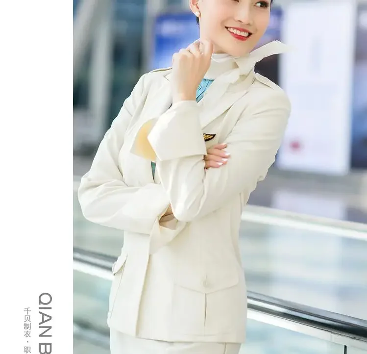Korean Flight Attendant Uniform Spring Blazer aviation Coat Women Not Skirt