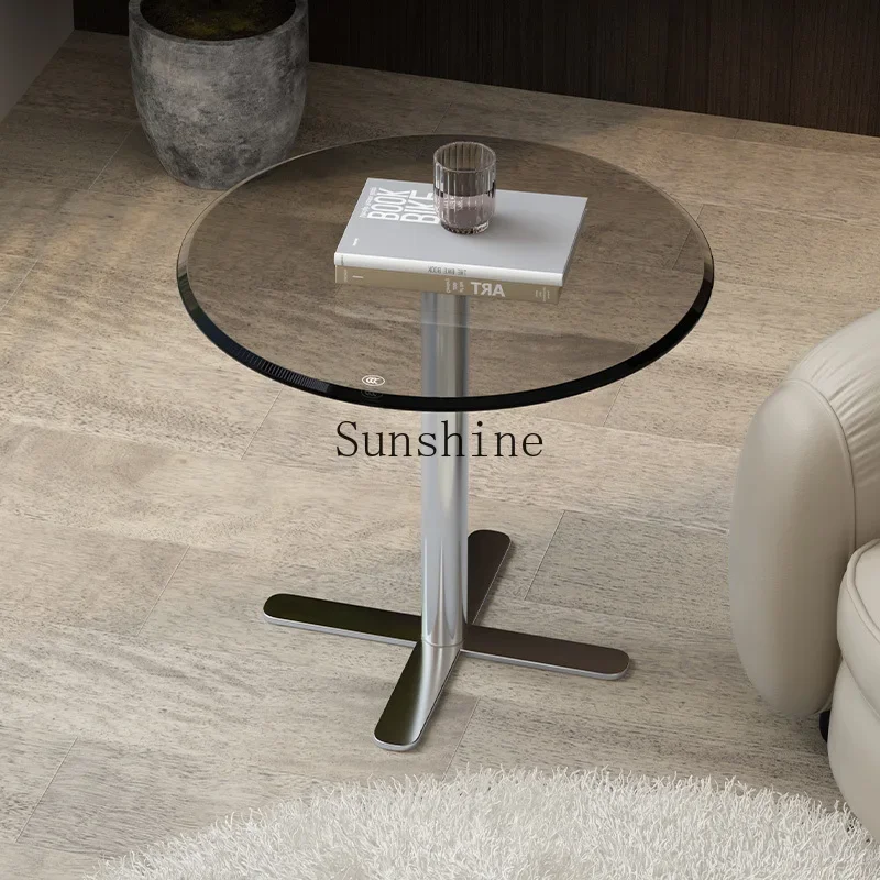 Italian light luxury high-end sofa modern simple tempered glass small coffee table