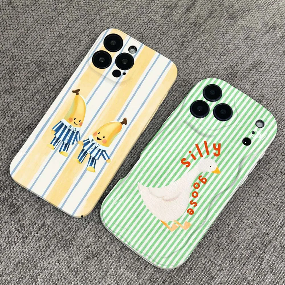 

Striped cartoon pattern For Apple iPhone 17 16 15 14 13 12 11 X XS XR Air Pro Max Plus Mini Feilin Wave Oil Shell Cover