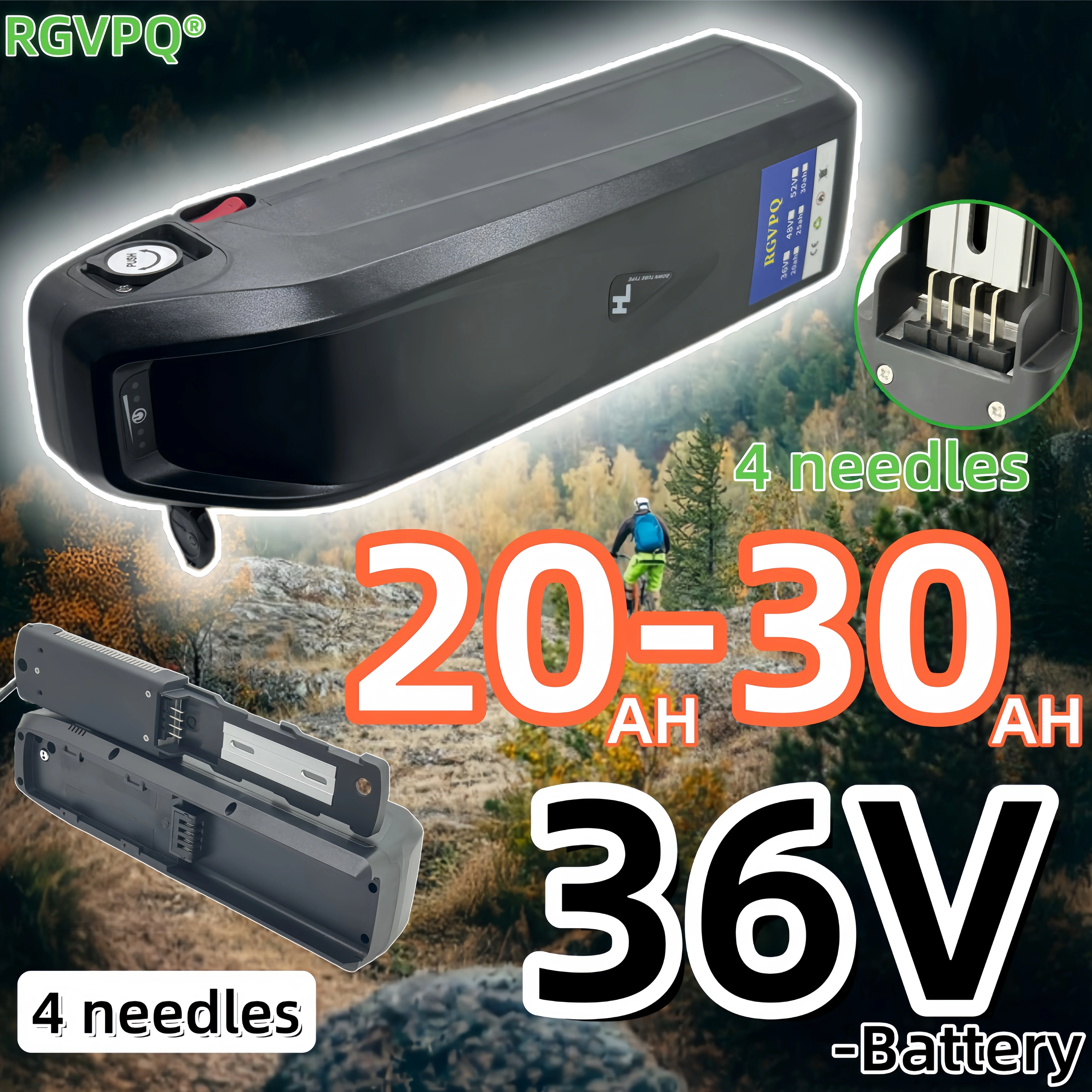 

The new RGVPQ 4-pin Hailong assisted self-propelled lithium battery with 36v20AH30AH super strong power, built-in 30ABMS+charger