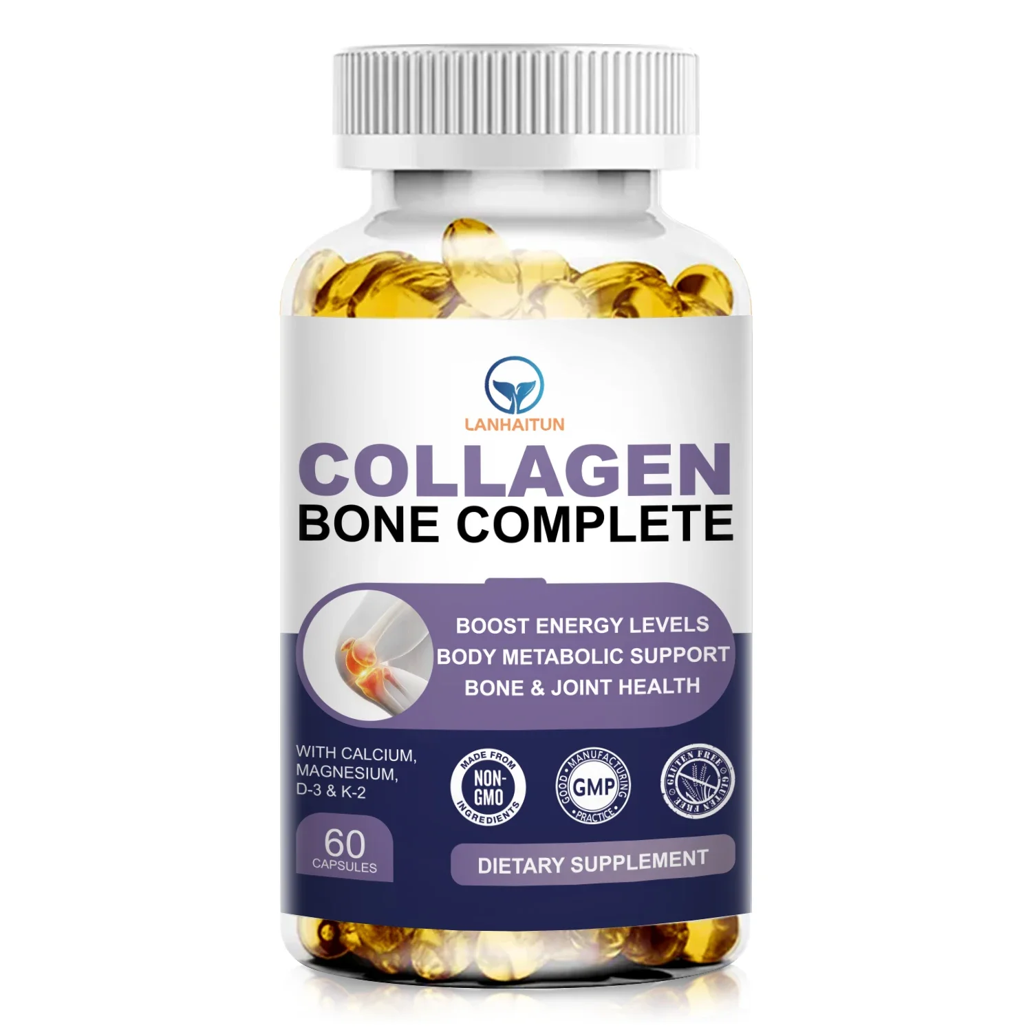 LANHAITUN Collagen Bone Complete Capsule with Plant Calcium&Magnesium Support Bone Growth Collagen Production&Calcium Absorption