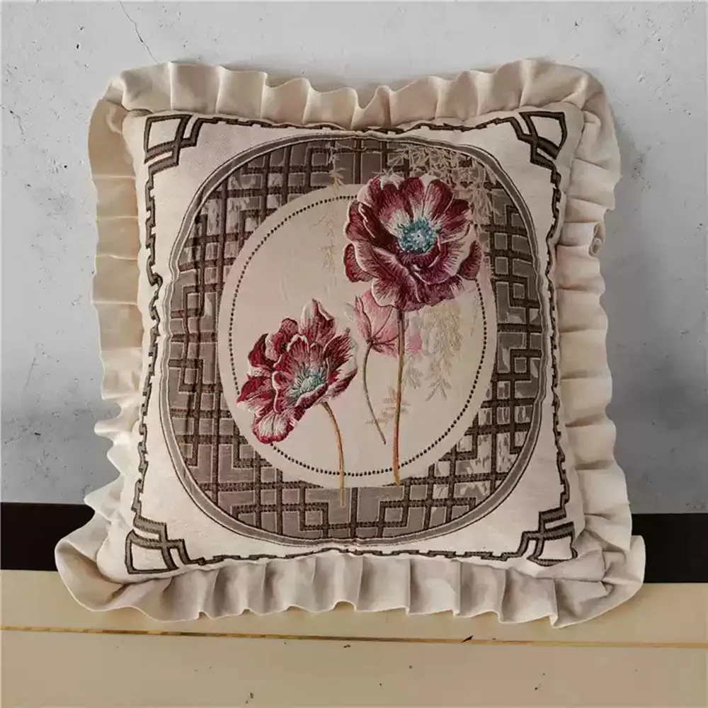 Chenille Jacquard Lace Nap Pillow Living Room Sofa Cushions Bedside Pillow Cozy Sleeping Neck Throw Pillow For Home Sofa Bed Car