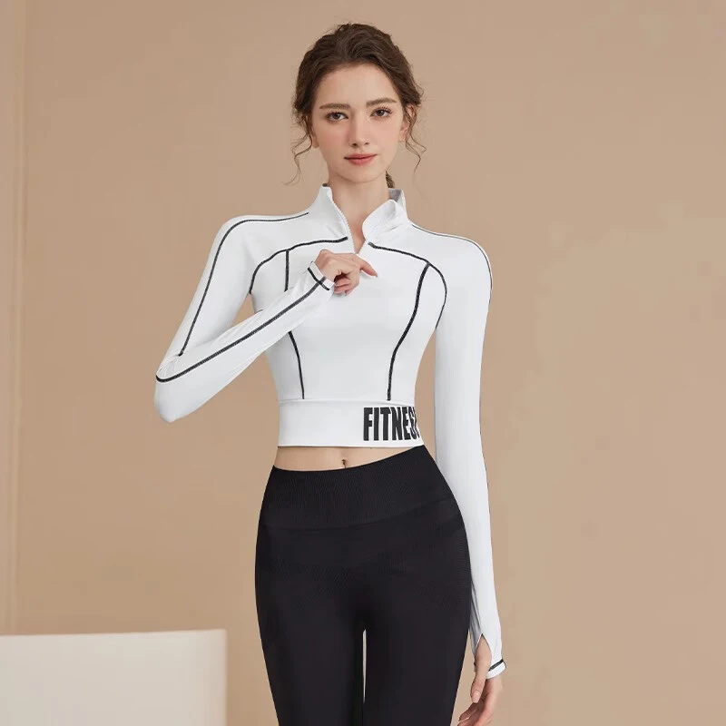 Yoga Clothing Women Tight Fitness Clothing Long Sleeve Running Professional Sports Tops Nylon