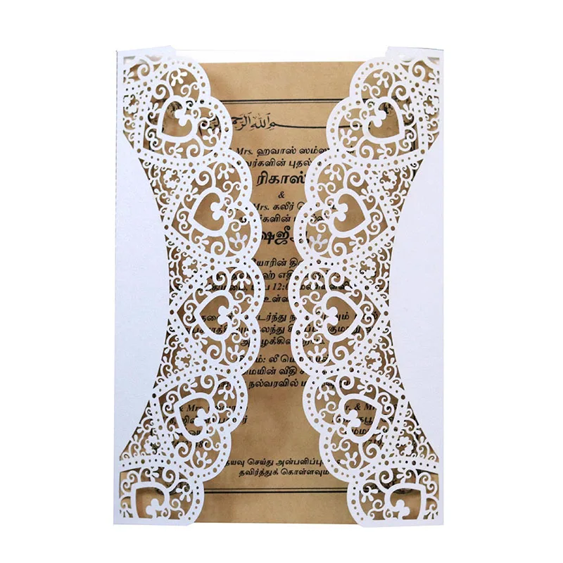 50pcs Heart Invitation Card With Envelope Hemp Rope Personalized Wedding Birthday Baptism Party Invtiations Supplies Decoration