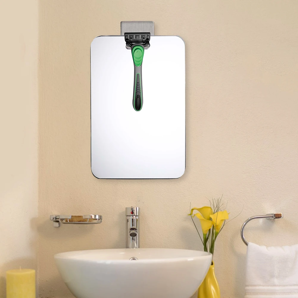 

Зеркало для душа без запотевания, зеркало для макияжа и бритья с крючком, безрамное настенное зеркало для душа для мужчин и женщин