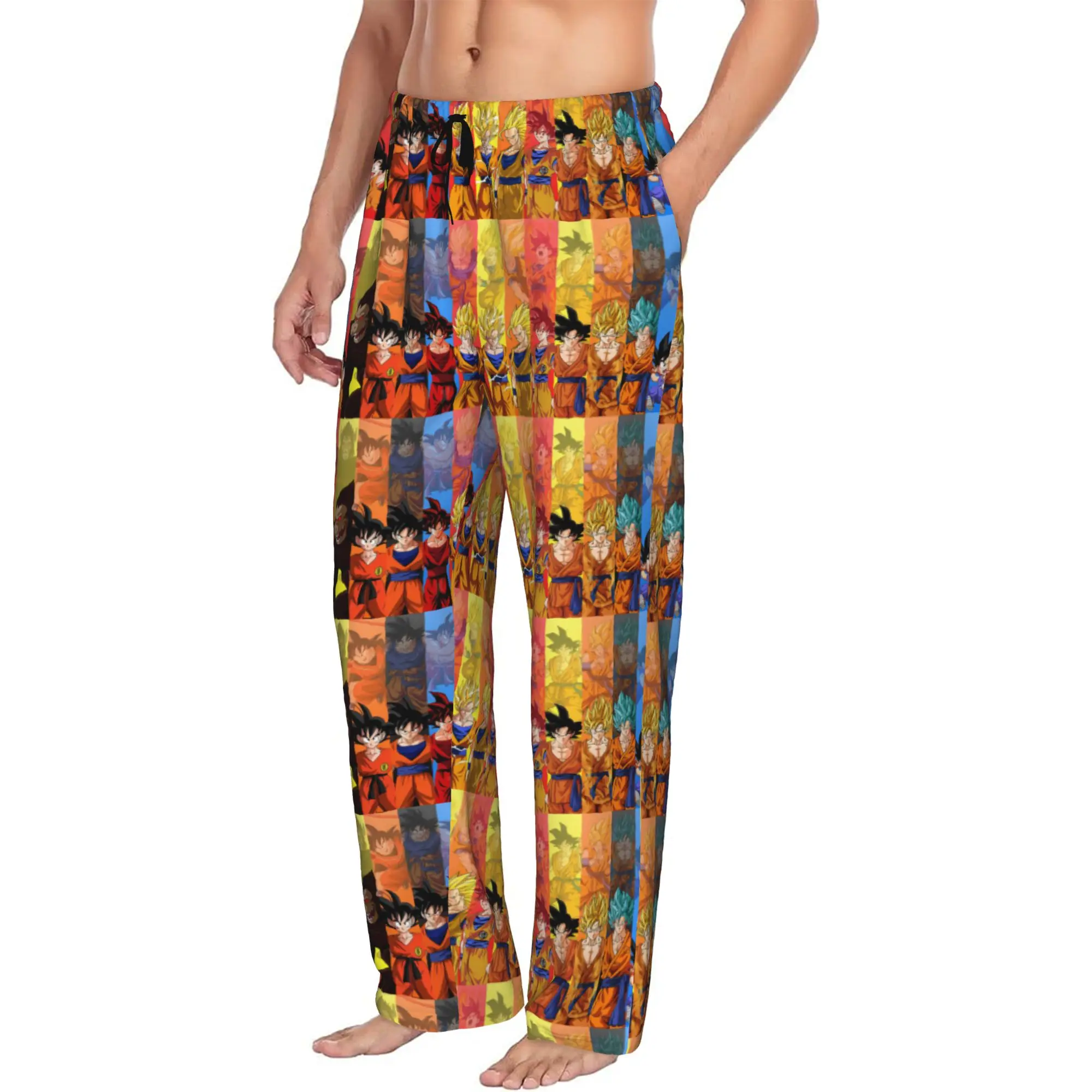 Pantalones de Pijama Personalizados con Estampado de DBZ Dragon Ball Goku para Hombre, Ropa de Dormir con Bolsillos
