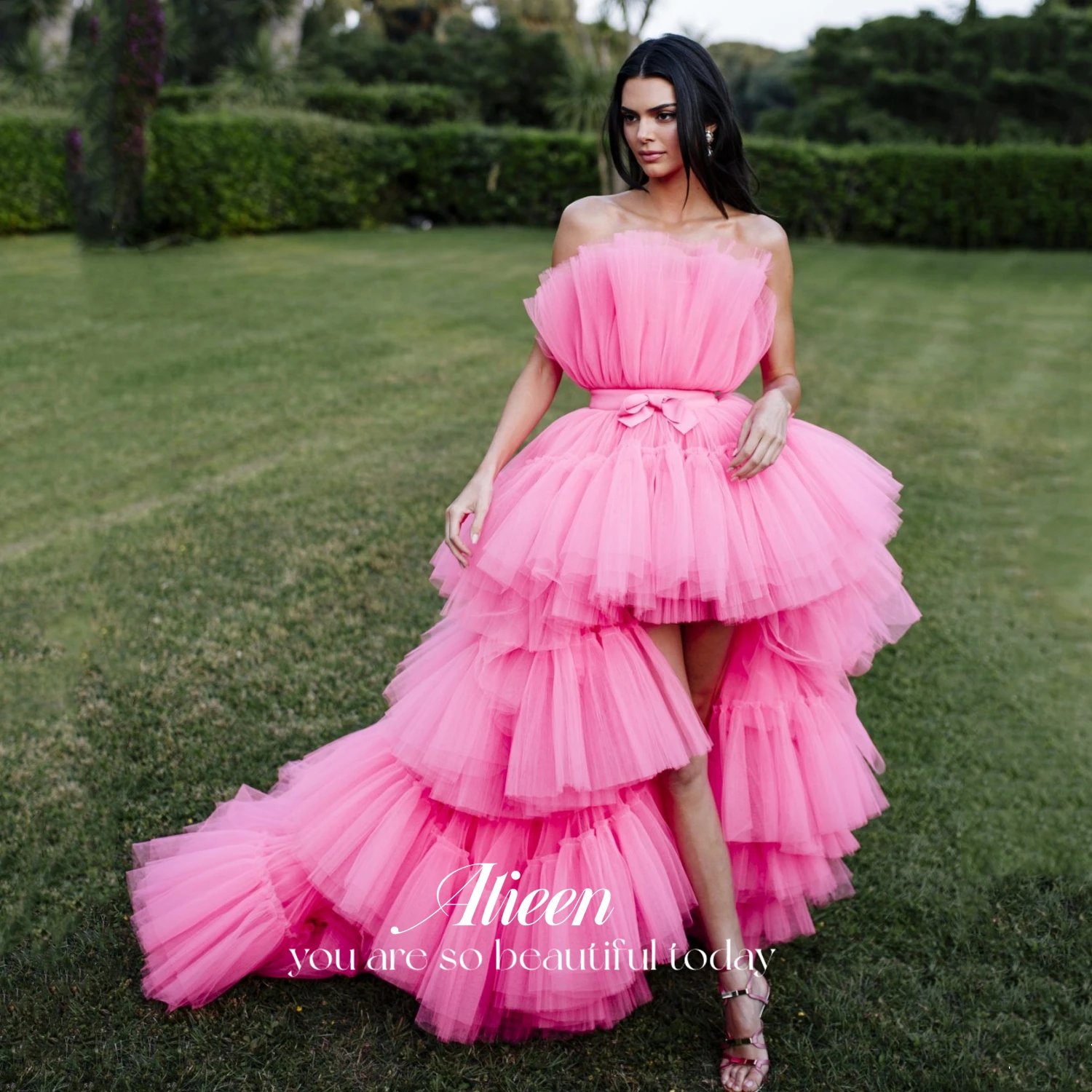 

Aileen Pink Layered Customized Gala Dresses Woman 2024 for Party Evening Elegant Prom Wedding Dress Graduation Luxurious Women's