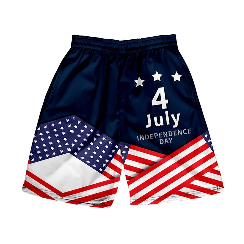 Shorts de plage graphiques pour hommes, pantalons décontractés, motif de sensation du 4 juillet 3D, pantalons de plage rétro, shorts confortables, déclin, été