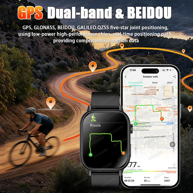 2026New Military Dual-band GPS Smart Watch Compass IP68K Waterproof Bluetooth Call Heart rate Sports Smart Watch For IOS Andriod