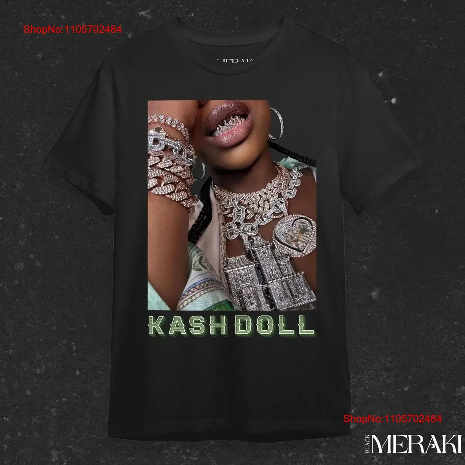 Kash Doll Drip T Shirt 2 Grill Chains Money Font Option Urban Streetwear for Fans vintage Washed Soft streetwear Breathable