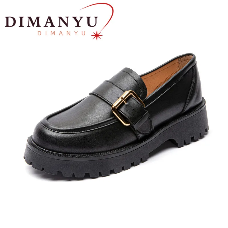 

DIMANYU Women Shoes Genuine Leather Spring New British Style Platform Shoes Female College Style Fashion Lazy Shoes Ladies