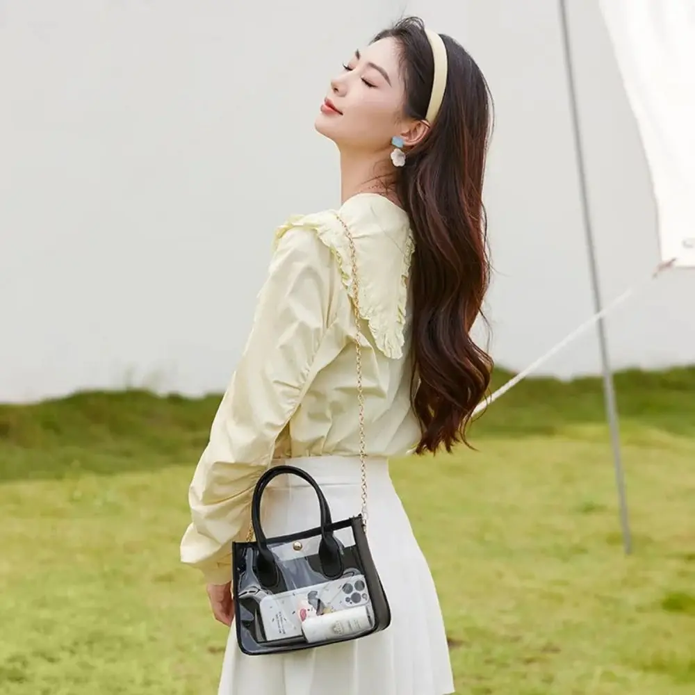 

New Versatile Transparent Jelly Handbag Popular PVC Chain Crossbody Bag Fashionable Small Messenger Bag