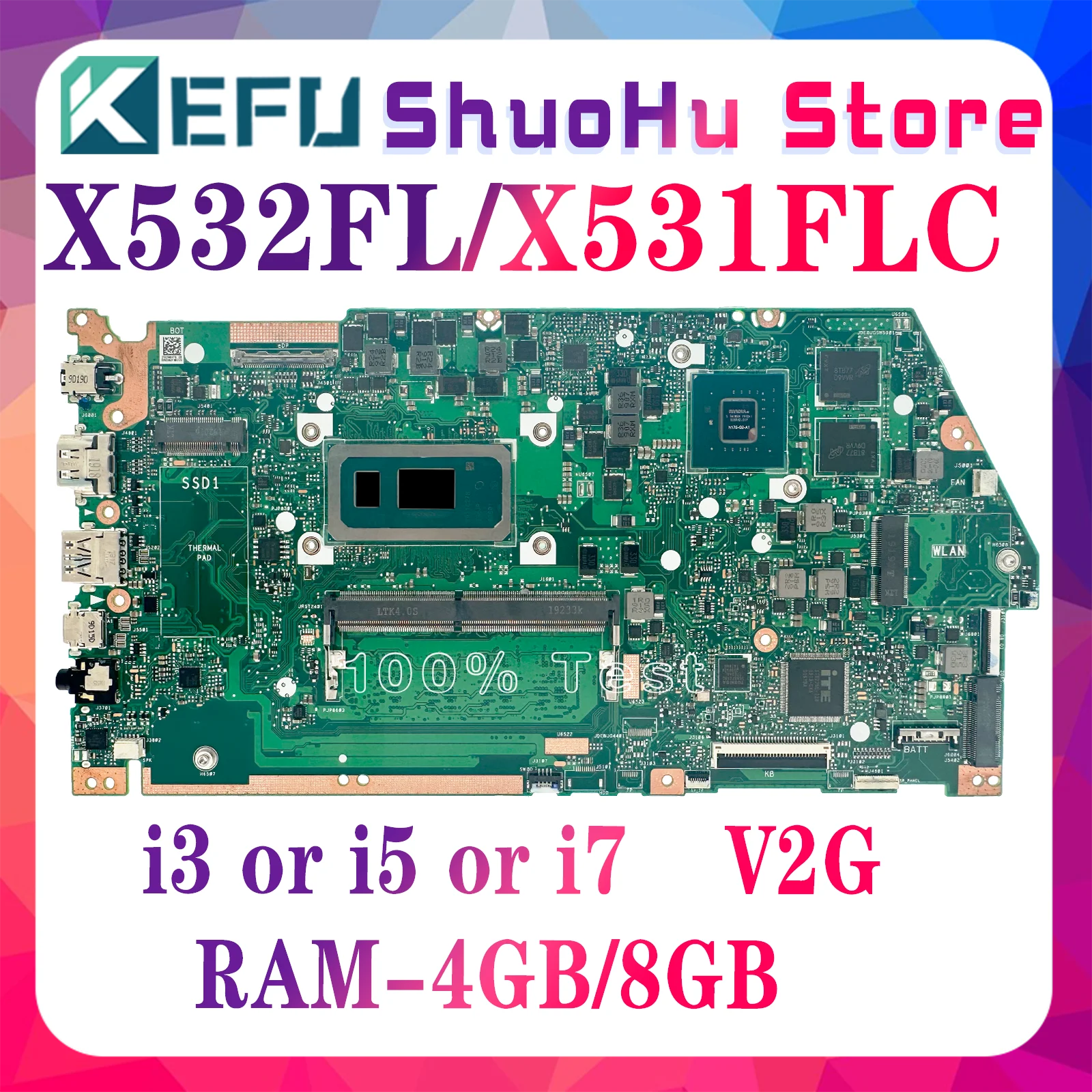 

X532FL X532FLC Motherboard For ASUS X531FL X532F X531F S531F S532F K531F K532F V531F V532F Laptop Mainboard i3 i5 i7 8th/10th