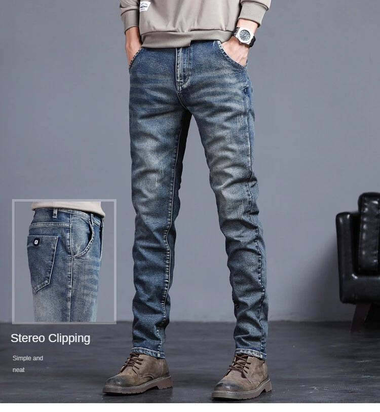 

2024 New Jeans Trendy and Fashionable Men's Versatile Outdoor Slim Fit Wide Leg Pants Casual Business Simple Men's Pants