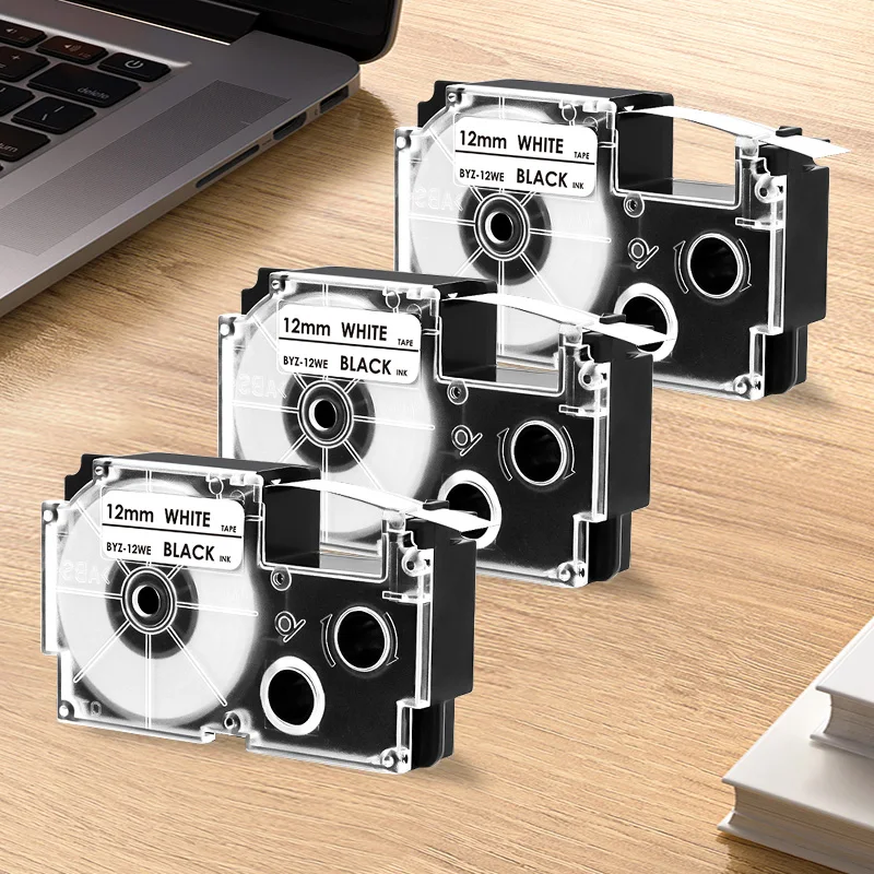 

5PK Compatible for Casio XR-12WE 12mm Label Tape Black on White for Casio KL60 KL100 KL-750 KL-120 KL-820 EZ Label Maker