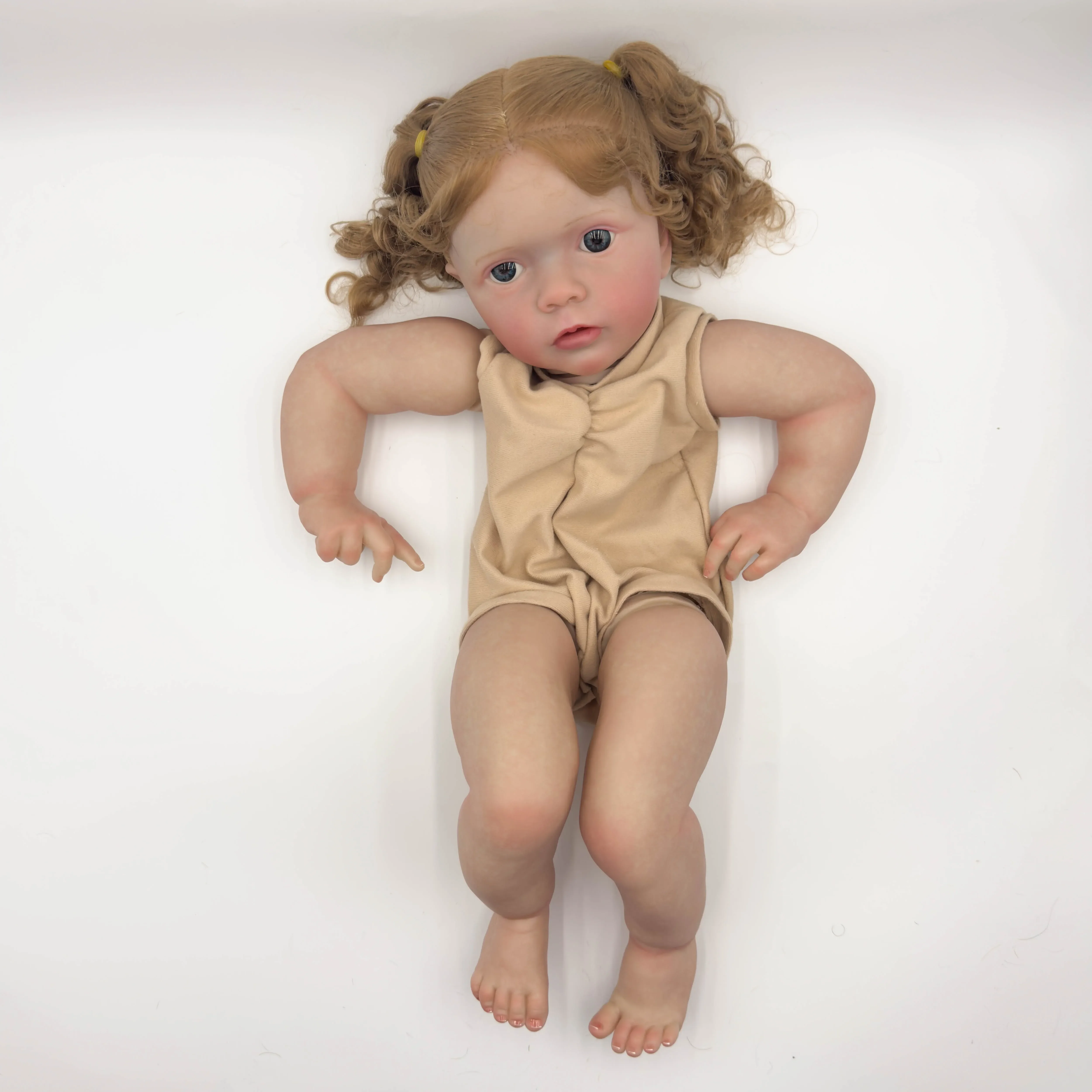 

NPK 24inch Missy Lifelike Unfinished Reborn Doll kit painted Doll kit Doll parts with Curly Brown hair