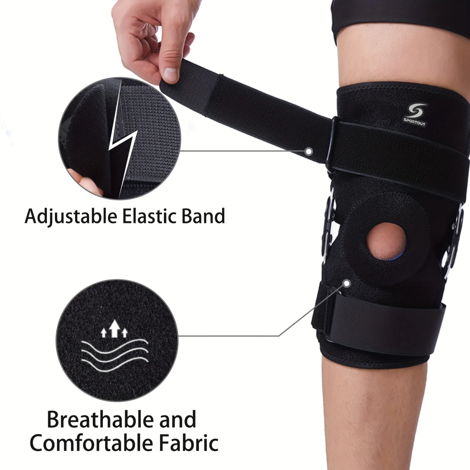 Knee Brace With Removable Aluminium Hinges, Knee Support Knee Pads Perfect For Meniscus Tear, Strains, Knee Pains, Arthritis, Fo