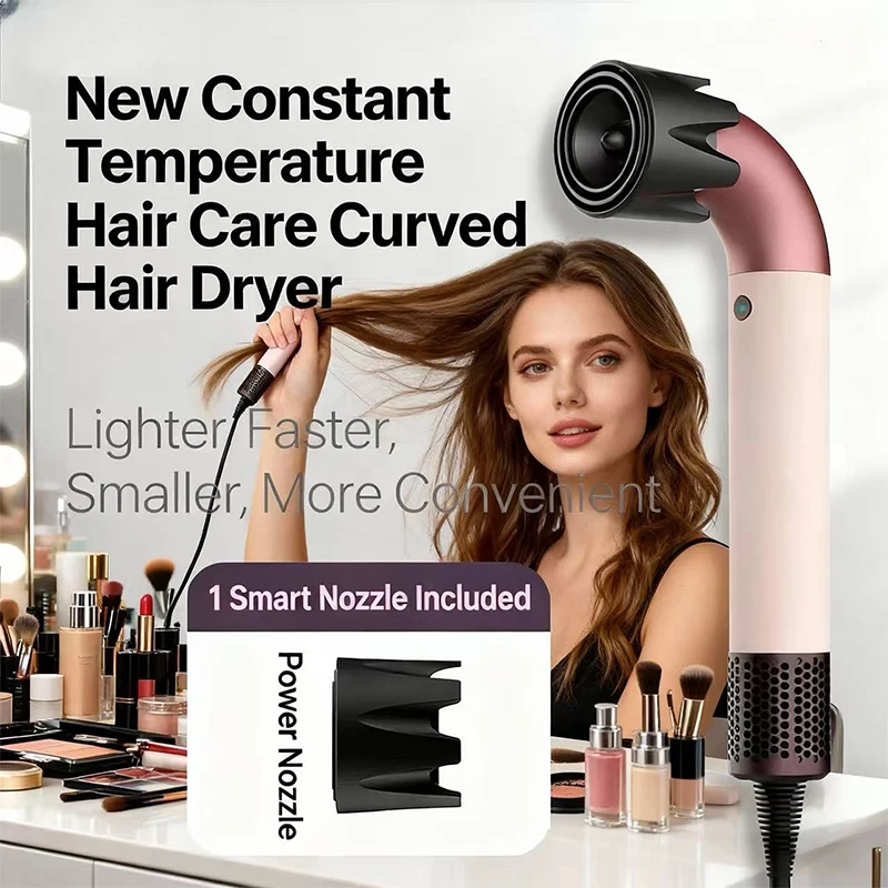 Professional High-Speed Hair Dryer with Curved Tube 30-Second Quick Drying Strong Wind Power for Efficient Styling
