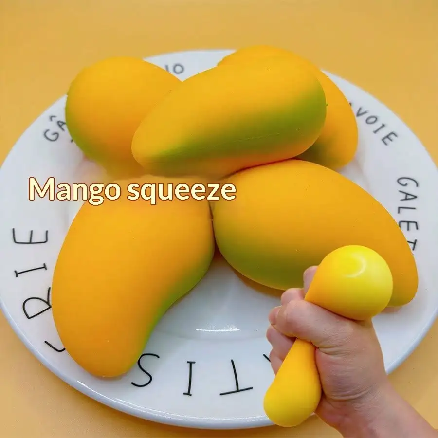 

Cute Mango Squishy Toy, Realistic Fruit Slow Rise Stress Relief Fidget, Soft Decompression Toy for Office Desk & Home Decoration