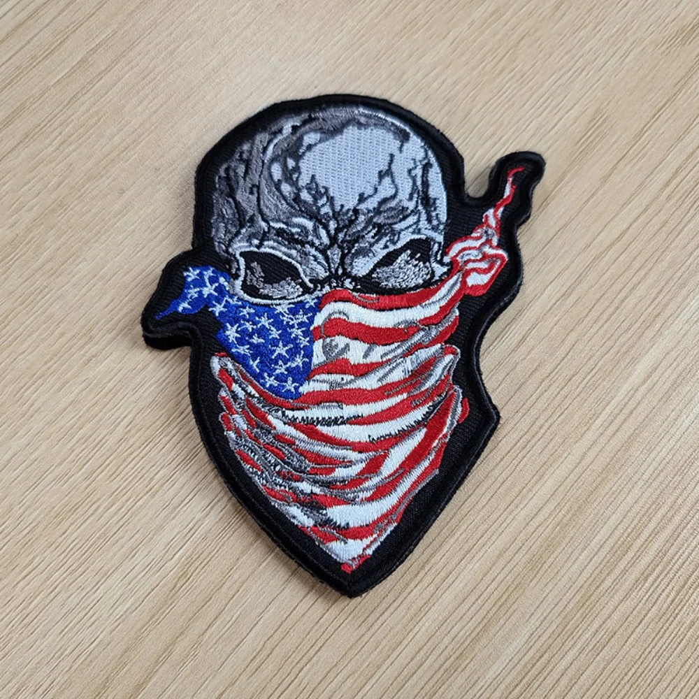 1 قطعة شارة المعنويات العسكرية التكتيكية الجمجمة الولايات المتحدة العلم التطريز هوك وحلقة التصحيح