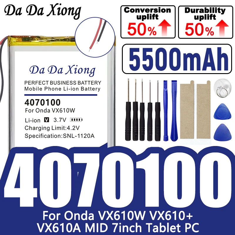 

DaDaXiong 3,7 В 5500 мАч 4070100 для Onda VX610W VX610 + VX610A MID 7-дюймовые аккумуляторы для планшетных ПК
