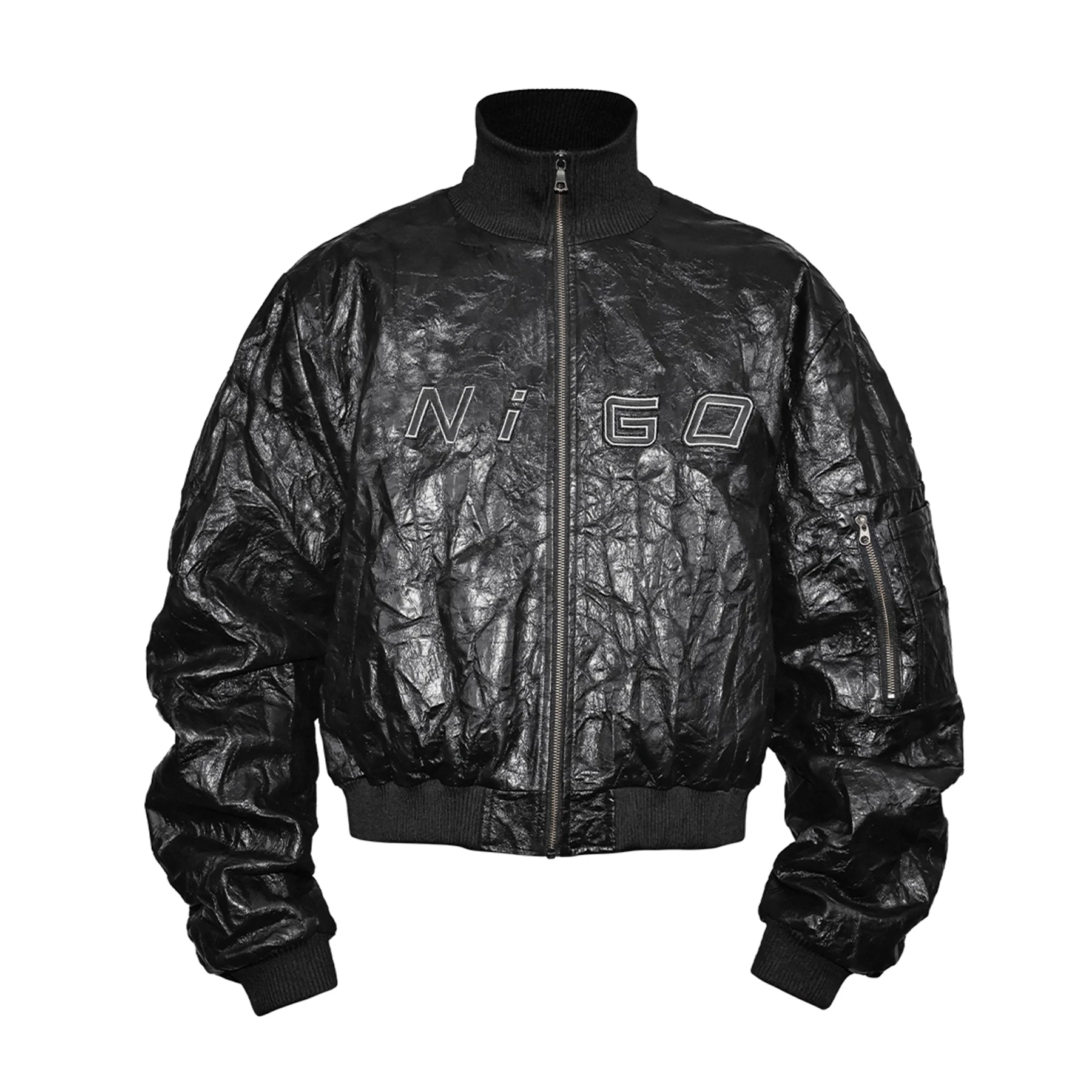 سترة منفوخة مطبوعة من الجلد الصناعي للرجال من NIGO بتصميم محكم للخريف والشتاء ملابس خارجية كاجوال فضفاضة تناسب معطف # NIGO9423Z