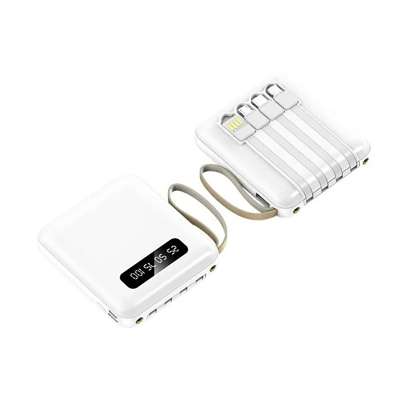 Mini with Its Own Cable Power Bank 20000mAh Fast Charging with Its Own 4-wire Mobile Power Supply with LED Light