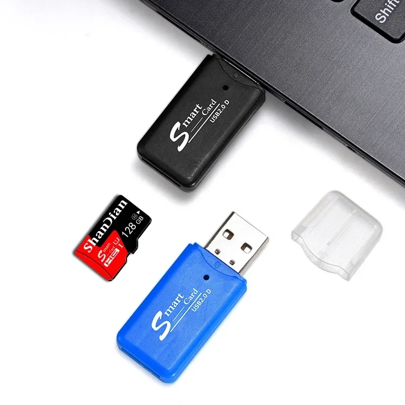 Shandian-Mini tarjeta SD inteligente, tarjeta de memoria TF azul de 64GB, 32GB, lector de tarjetas negro, 16GB para dispositivos de almacenamiento de teléfonos, regalo de 8GB, 4GB