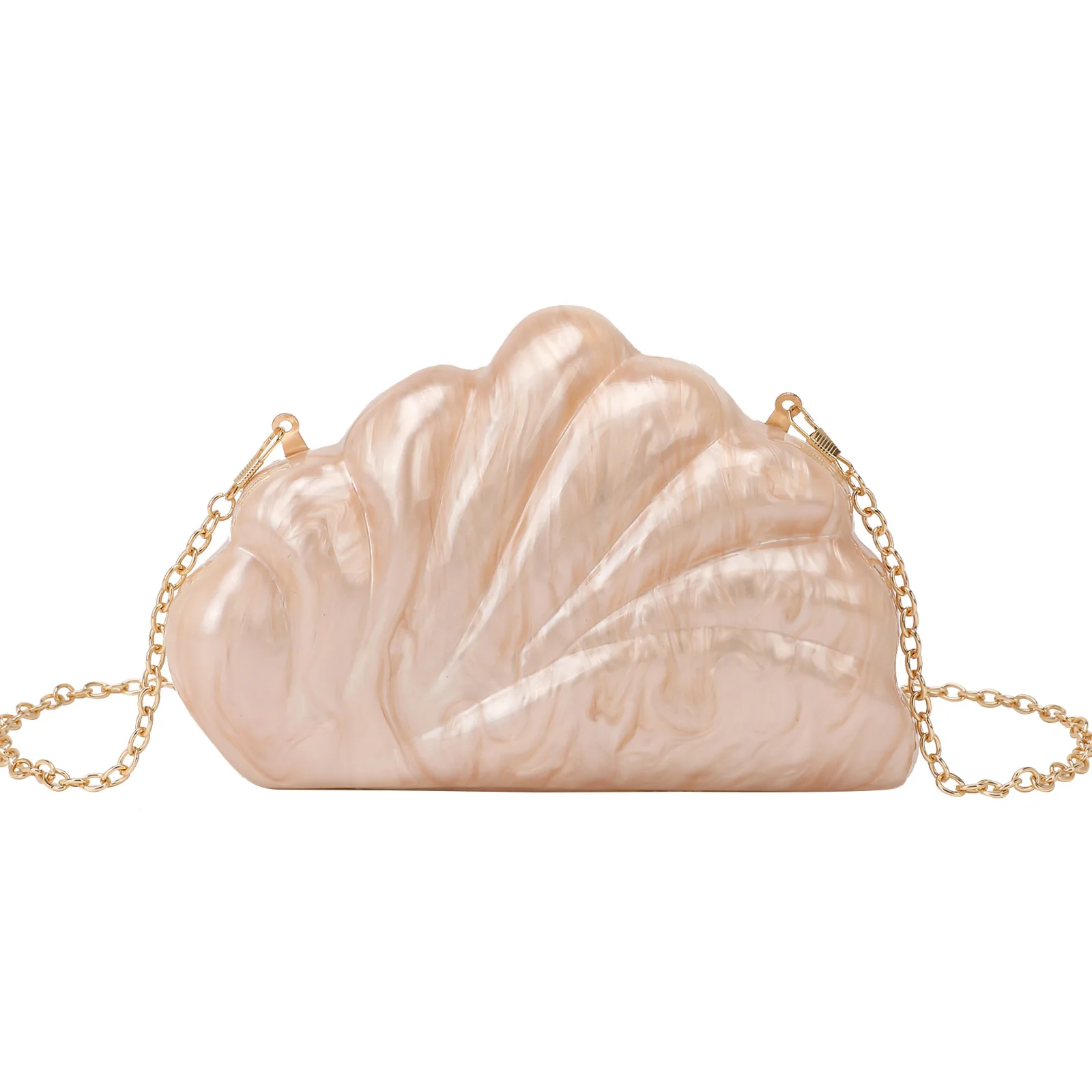 

Women's Fashion Shell Fan-shaped Evening Handbags with Chain for Shoulder and Crossbody Carry Stylish and Versatile Ladies' Bags