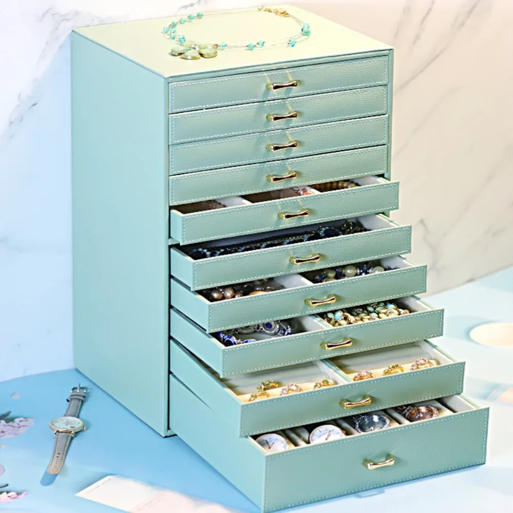 10 Slots Jewelry Storage Box Large Capacity Drawer Desktop Multi Layer  Jewelry Organizer Earrings Display Case Gift