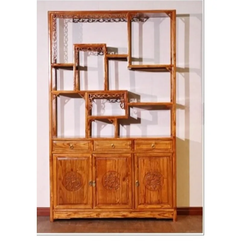 

Solid wood two doors/pumping Bogu rack Chinese antique Duobao Pavilion rack