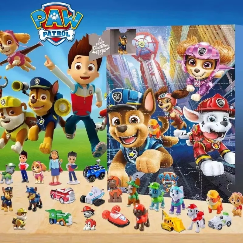 New Anime Paw Patrol Dog Calendar Color Box Advent With Figures Halloween Countdown Toys Collectible Christmas Gifts For Kid Toy