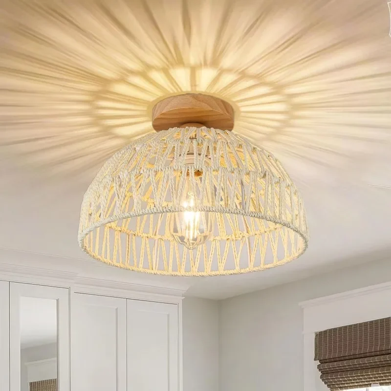 

Round Rattan Design Lighting Lampshade Apply for Living Room Hotel Decoration Chinese Style Ceiling Light Fixture for Home Decor