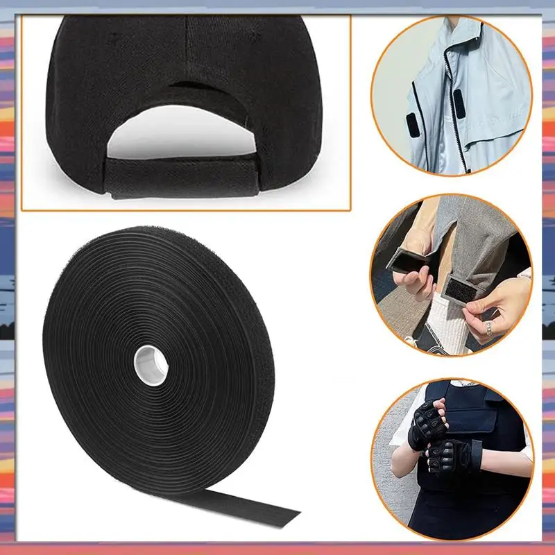 AFBC Adjustable Cable Strap With 50 Buckles Free Cut Length Black Reusable Fastening Cable Tie Securing Strap(32Ftx0.8In)
