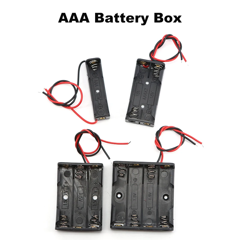 5PCS 1/2/3/4 Slot AAA Battery Case 1.5v 3v 4.5v 6v Box AAA Battery Holder With Leads 1 2 3 4 Slots ports W28