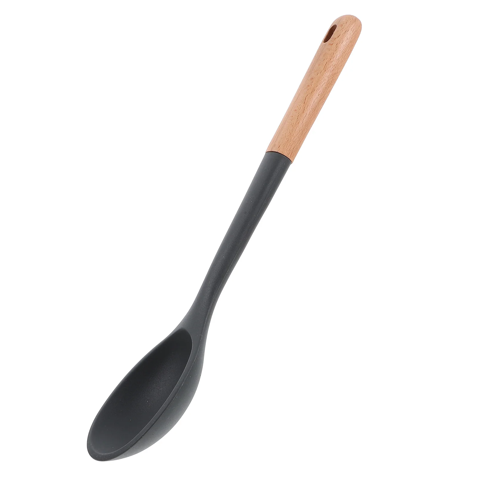 

Silicone Cooking Spoon Non-Stick Safe Long Wood Handle Heat Resistant Seamless Easy Clean Multi-Function Kitchen Utensil