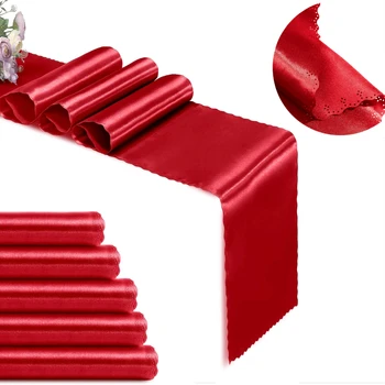 30 cm x 275 cm Runner da tavolo in raso Banchetto Matrimonio Nastro di seta Bandiere da tavolo per la decorazione di forniture per feste Tovaglia RunnerTovaglia