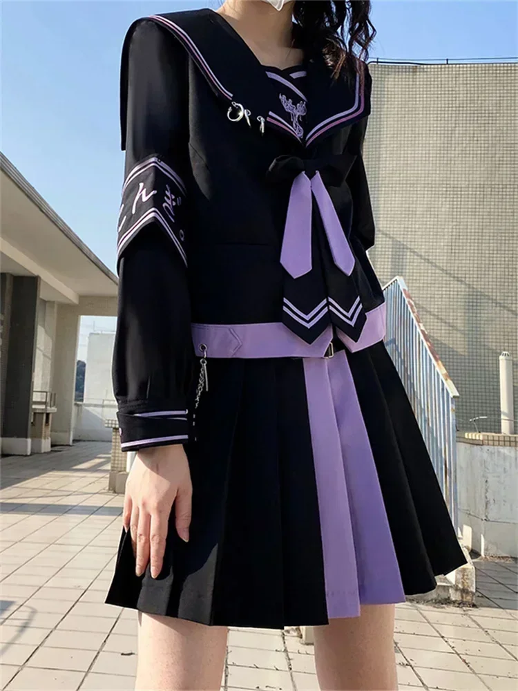 Nicemix Jk Uniform Suit Genuine Original Dark 2023SS New Bad Girl Sailor Suit Long-sleeved Long Skirt Full Set Unique Streetwear