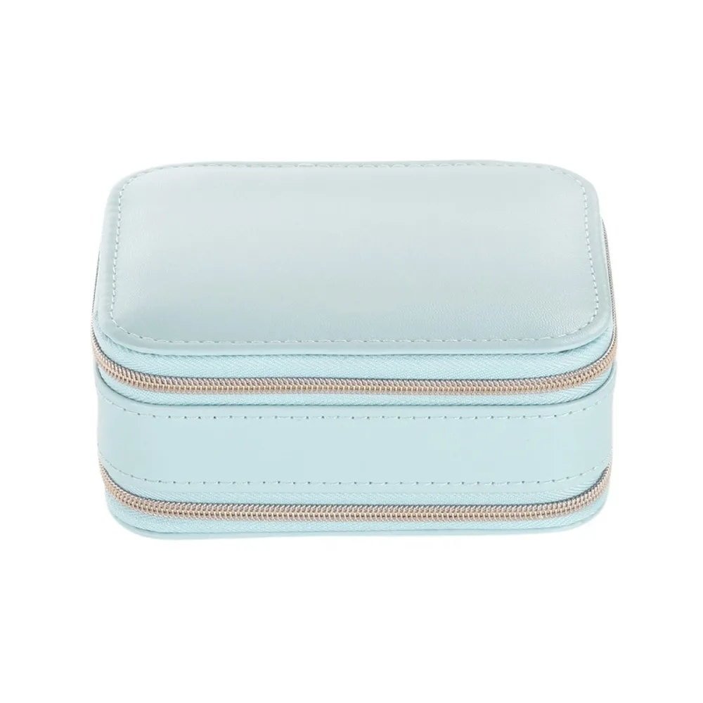 

PU Leather Jewelry Packing Bag with Mirror Double Layer Earring Storage Case Square Multi-function Jewelry Display Box Outdoors